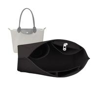 SSKHE Black Bag Organizer for Longchamp, Portable Organizer for Handbag, Purse, Folding Tote Bag, Felt Inner Liner, Multi-Pocket