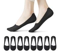 SSKHE Calcetines invisibles de seda de hielo para mujer, 4 pares de calcetines invisibles, antideslizantes, de corte ultra bajo, calcetines de barco para adultos, Negro, Talla única