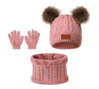 SSKHE - Gorro de punto para niño (3 piezas, con forro grueso para niña, para niño, Deep Rose2, Talla única