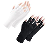 SSKHE Guantes de Protección UV Para Uñas,2 Pares Guantes UV,Mujeres Guante Sin Dedos UV,para la Lámpara Uñas Cuidado Piel Proteger las Manos Los Daños UV(Blanco y Negro)