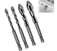 SSKHE High-Strength Eccentric Drill Bit Set With Carbide Tip for Tile, Glass, Brick, Cement, Plastic, Wood and More - Multi-Purpose Industrial Strength 4 piezas (6+8+10+12)