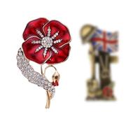 SSKHE Insignia de amapola con texto en inglés "Lest We Forget", para mujeres y hombres, pin y broche de amapola 2025