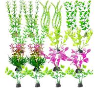 SSKHE Juego de 18 Plantas Artificiales para Acuario - Decoración en Plástico para Peceras y Acuarios - Accesorios Naturales