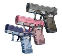 SSKHE - Juego de 3 pistolas de agua transparentes - rosa/gris/azul, largo alcance hasta 10 metros, seguridad sin pilas, ideal para piscina, playa y juegos familiares, regalo de verano para niños y