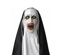 SSKHE Máscara de monja espeluznante para Halloween - Máscara de látex completa con bufanda, máscara creepy The Nun para adultos y niños, accesorio de disfraz para fiestas y cosplay