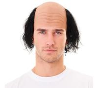 SSKHE Peluca realista de calva para hombres adultos, divertido disfraz de cosplay con peinado peinado hacia un lado, accesorio de fiesta de Halloween, accesorio de carnaval, disfraz elegante, monjas y