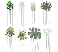 SSKHE Ramo de flores artificiales de 40 piezas, 8 variedades de flores artificiales con pétalos realistas, tonos suaves blancos y verdes, decoración de interiores para mesas, habitaciones y tiendas