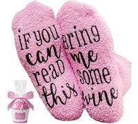 SSKHE Regalo para mujeres, con texto en inglés "If You Can Read This, Bring Me Some Wine Socks", calcetines para cupcakes, divertido regalo de cumpleaños para mujeres, novia, hermana, mamá, rosa