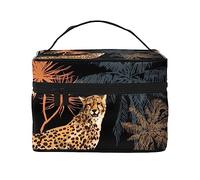 Sskulls with Hearts Pattern Day of The Dead - Bolsa de cosméticos de viaje para mujer, bolsa de aseo, Acuarela Leopardo Palmas Texturas Tropicales, Talla única