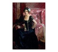 SSLDP LFHLI Póster de Joaquín Sorolla《Clotilde en Vestido de Noche》Arte de Pared Joaquín Sorolla Pintura en Lienzo e Impresiones para decoración del hogar Cuadro 40x60cm Sin Marco