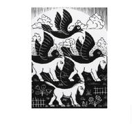 SSLDP LFHLI Póster Surrealista M.C. Escher Caballos y Pájaros Arte de Pared en Lienzo M.C. Escher Pintura y Grabados Nórdico Decoración del Hogar Cuadro 40x60cmx1 Sin Marco