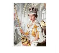 SSLDP LFHLI Retrato de la Reina Isabel II Poster Arte de Pared de la Edad Media Pintura en Lienzo de la Reina Isabel II y Impresiones Decoración del hogar Cuadro 40x60cmx1 Sin Marco