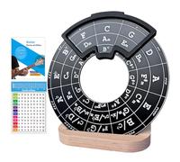 Ssllretu Circle of Fifths Wheel - Herramienta de melodía de metal con tabla de acordes de guitarra, libro de teoría musical y soporte de madera para instrumentos musicales, color negro
