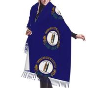 ssmbnvv Bufanda con flecos de cachemira sintética con estampado de la bandera del estado de Kentucky, accesorio suave de invierno para mujer, cómodo abrigo