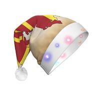 ssmbnvv Sombrero de Papá Noel iluminado con 3 modos de flash, diseño de bandera de Macedonia del Norte Map03, gorro navideño festivo de felpa para fiestas y eventos