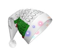 ssmbnvv Sombrero de Papá Noel iluminado con diseño de bandera italiana del Coliseo romano con 3 modos de flash, gorro de Navidad festivo de felpa para fiestas y eventos