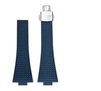 SSNAWBA Compatible con reloj Tissot PRX T137 FKM de 11 mm y 12 mm for hombre y mujer. Correa de caucho fluorado con cierre plegable de liberación rápida.(Blue-silver,12mm)