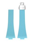 SSNAWBA Compatible con reloj Tissot PRX T137 FKM de 11 mm y 12 mm for hombre y mujer. Correa de caucho fluorado con cierre plegable de liberación rápida.(LightBlue-silver,11mm)