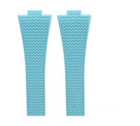 SSNAWBA Compatible con reloj Tissot PRX T137 FKM de 11 mm y 12 mm for hombre y mujer. Correa de caucho fluorado con cierre plegable de liberación rápida.(LightBlue -NoBuckle,12mm)