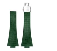SSNAWBA Compatible con reloj Tissot PRX T137 FKM de 11 mm y 12 mm for hombre y mujer. Correa de caucho fluorado con cierre plegable de liberación rápida.(Green-silver,11mm)