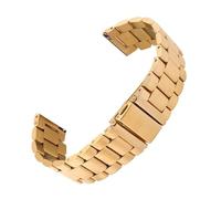 SSNAWBA Correa de acero inoxidable sólido de 3 punteros 18/20/22/24 mm Hebilla plegable Liberación rápida Hombres Mujeres Banda de reemplazo de metal Compatible con reloj inteligente(Gold,24mm)