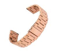 SSNAWBA Correa de acero inoxidable sólido de 3 punteros 18/20/22/24 mm Hebilla plegable Liberación rápida Hombres Mujeres Banda de reemplazo de metal Compatible con reloj inteligente(Rose gold,22mm)