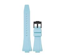 SSNAWBA Correa de caucho con interfaz convexa compatible con Tissot PRX Series 11 mm 12 mm Hebilla de acero inoxidable de liberación rápida Correa de reloj de silicona for hombres y mujeres(Light blue