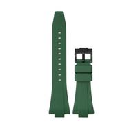 SSNAWBA Correa de caucho con interfaz convexa compatible con Tissot PRX Series 11 mm 12 mm Hebilla de acero inoxidable de liberación rápida Correa de reloj de silicona for hombres y mujeres(Green blac