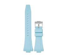 SSNAWBA Correa de caucho con interfaz convexa compatible con Tissot PRX Series 11 mm 12 mm Hebilla de acero inoxidable de liberación rápida Correa de reloj de silicona for hombres y mujeres(Light blue