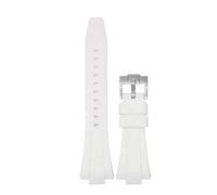 SSNAWBA Correa de caucho con interfaz convexa compatible con Tissot PRX Series 11 mm 12 mm Hebilla de acero inoxidable de liberación rápida Correa de reloj de silicona for hombres y mujeres(White silv