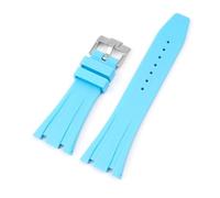 SSNAWBA Correa de caucho de 26 mm compatible con Audemars Piguet Royal Oak 15400 15703 Hebilla de mariposa Camo Hombres Pulsera de repuesto Correa de reloj compatible con AP(Light Blue)
