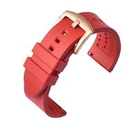 SSNAWBA Correa de caucho fluorado 19/20/21/22/23/24mm hebilla de acero inoxidable de liberación rápida for hombres y mujeres pulsera deportiva resistente al agua FKM(Red rose gold,19mm)