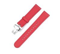 SSNAWBA Correa de cuero compatible con Omega X Swatch MoonSwatch de 20 mm, hebilla de mariposa de acero inoxidable, serie Planet, correa de reloj for hombres y mujeres(Red butterfly)