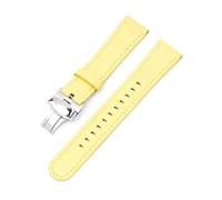 SSNAWBA Correa de cuero compatible con Omega X Swatch MoonSwatch de 20 mm, hebilla de mariposa de acero inoxidable, serie Planet, correa de reloj for hombres y mujeres(Yellow butterfly)
