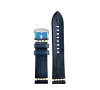 SSNAWBA Correa de cuero vintage compatible con la serie Mido TV M049.526, correa de cuero genuino, suave y cómoda, 22 mm, for hombre.(Blue-Silver)