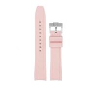 SSNAWBA Correa de goma de extremo curvado for hombre y mujer, correa de silicona Universal for reloj de 18/19/20/21/22mm, correa de pulsera de repuesto deportiva suave e impermeable(Pink,22mm)