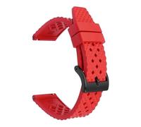 SSNAWBA Correa de goma Fluoro FKM for hombre y mujer, hebilla de acero inoxidable de liberación rápida, deportiva, resistente al agua, correa de reloj de repuesto de 18/20/22/24mm(Red black,22mm)