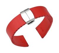 SSNAWBA Correa de goma Fluoro for reloj, correa FKM de 18/19/20/21/22mm, hebilla de mariposa, pulsera Universal ajustable de liberación rápida for hombres y mujeres(Red,19mm)