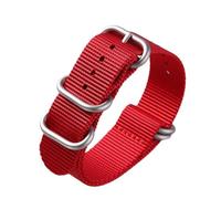 SSNAWBA Correa de nailon duradera for hombre, repuesto de correa de reloj de acero inoxidable con hebilla de anillo de 18mm, 20mm, 22mm y 24mm, Compatible con muñeca grande(Red Silver,22mm)