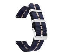 SSNAWBA Correa de nailon tejida Universal for hombre, hebilla de acero inoxidable de 18/20/22/24mm, correa de repuesto for reloj con rayas clásico de liberación rápida(Blue khaki,18mm)