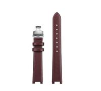 SSNAWBA Correa de reloj cóncava for mujer compatible con VERSUS VERSACE VSP490118/VSPCD2217, correa de piel de vacuno, muesca de 16 mm, hebilla de mariposa de 10 mm.(Brown-silver)