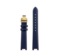 SSNAWBA Correa de reloj cóncava for mujer compatible con VERSUS VERSACE VSP490118/VSPCD2217, correa de piel de vacuno, muesca de 16 mm, hebilla de mariposa de 10 mm.(Dark Blue-gold)