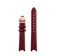 SSNAWBA Correa de reloj cóncava for mujer compatible con VERSUS VERSACE VSP490118/VSPCD2217, correa de piel de vacuno, muesca de 16 mm, hebilla de mariposa de 10 mm.(Red-rosegold)