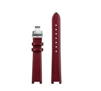 SSNAWBA Correa de reloj cóncava for mujer compatible con VERSUS VERSACE VSP490118/VSPCD2217, correa de piel de vacuno, muesca de 16 mm, hebilla de mariposa de 10 mm.(Red-silver)