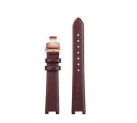 SSNAWBA Correa de reloj cóncava for mujer compatible con VERSUS VERSACE VSP490118/VSPCD2217, correa de piel de vacuno, muesca de 16 mm, hebilla de mariposa de 10 mm.(Brown-rosegold)