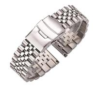 SSNAWBA Correa de reloj de acero inoxidable, pulsera de 18mm, 20mm, 22mm y 24mm, accesorios de correa de reloj de Metal sólido plateado for hombres y mujeres(Size:20mm)