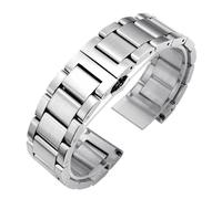 SSNAWBA Correa de reloj de acero inoxidable sólido for hombre, pulsera de repuesto de Metal con hebilla de mariposa desplegable de 18mm, 20mm, 22mm y 24mm(Silver matte,20mm)