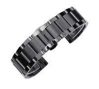 SSNAWBA Correa de reloj de acero inoxidable sólido for hombre, pulsera de repuesto de Metal con hebilla de mariposa desplegable de 18mm, 20mm, 22mm y 24mm(Noir,18mm)