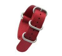 SSNAWBA Correa de reloj de nailon resistente, 18 mm, 20 mm, 22 mm, 24 mm, hebilla de anillo de acero inoxidable, correa de reloj de repuesto for hombre de lona Compatible con 007(Red silver,20mm)