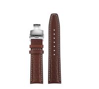 SSNAWBA Correa de reloj universal retro de piel de vaca compatible con Citizen FF Series Pilot CA4500-16X/12E CA4505-80L CA4558 CA4559, pulsera de 22 mm.(Dark Brown-Silver B)